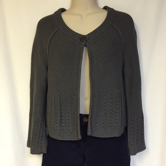 Gray Sweater Cardigan with Bell Sleeves - Picture 1 of 4